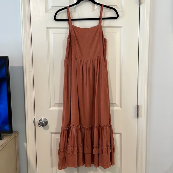 Lush Ruffle Hem Midi - S - Rust - Picture 1 of 4